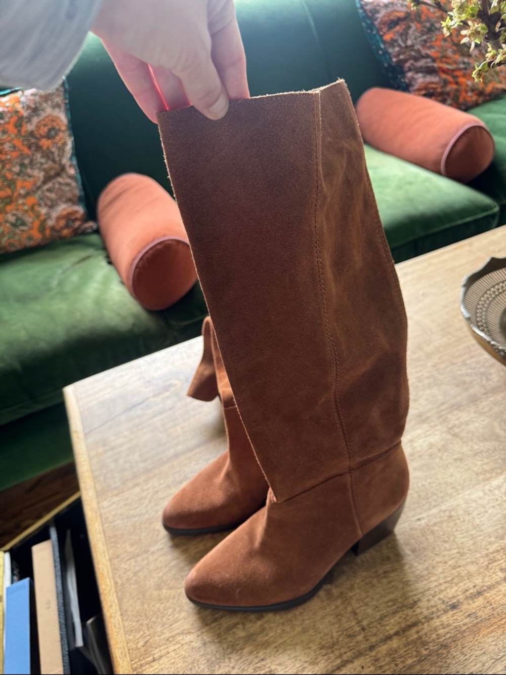 Naturalizer Wide Calf Rust Brown Suede Over-the-Knee Boots - Picture 3 of 8
